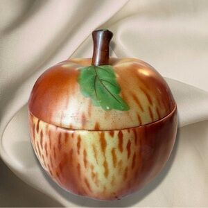 Vintage Apple Jam Jar or Sugar bowl with Lid PV Czechoslovakia 4 inch Diameter